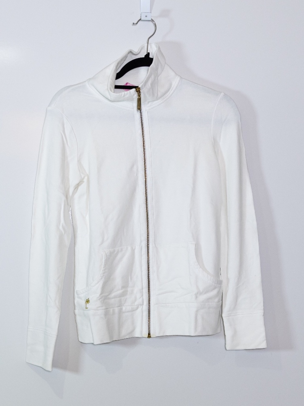 Lilly Pulitzer Women's Cotton Stretch Knit Full Zip Jacket Solid White XS